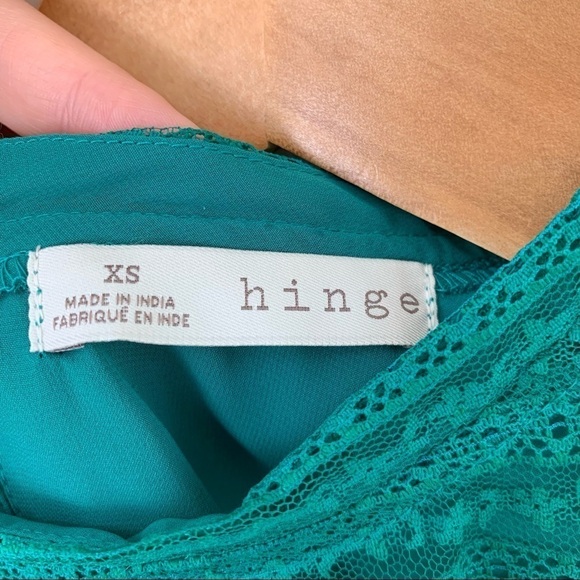 Hinge Top Womens Extra Small Green Lace Coquette Romantic Feminine Sheer Tank - Picture 5 of 7